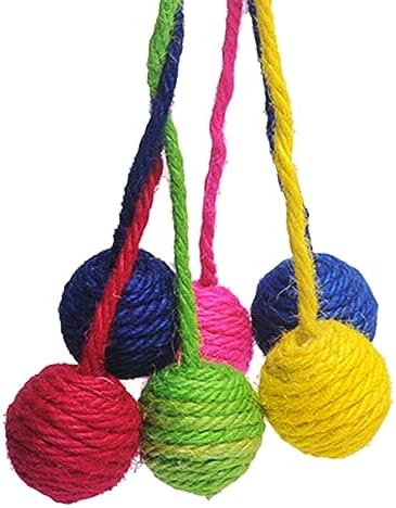 Hanging Interactive Cat Toy Sisal Rope Ball, Eco Friendly Self Play Bite and Wear Resistant Pets Interactive Toy Cat Rope Ball for Indoors Cats