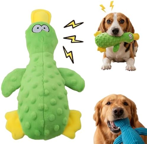 Cecurpo Interactive Squeaky Duck Dog Toy with Built-in Sound for Aggressive Chewer (Light Green)
