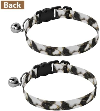 Marble Black White Soft Cat Collar, 2 Pack Cat Bell Collar