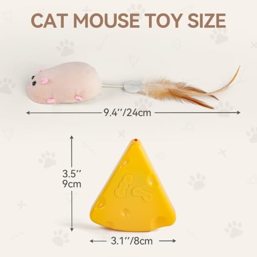 ALL FOR PAWS Remote Control Cat Mouse Toy, Interactive Moving Mouse Toy for Kitten Indoor Cats, 4-Direction RC Cat Toy with Feather Tails, Rechargeable Automatic Cat Toy for Exercise&Hunting Instinct