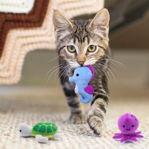 CiyvoLyeen Plush Sea Animal Catnip Toys for Indoor Cats 6 Pack
