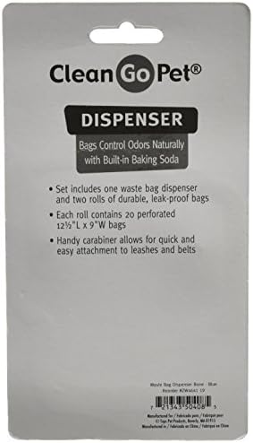 Clean Go Pet Bone Dog Waste Bag Holder, Clip and Two Rolls of Durable, Leakproof Black Plastic Poop Bags