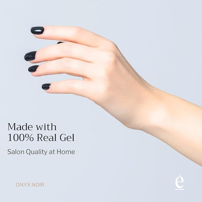 34 Piece Fully Cured Gel Nail Strips With No UV Light Needed, 14+ Days Gel Nail Polish Stickers, Salon Quality, Easy to Apply & Remove – Toxin Free, No Damage (Onyx Noir)