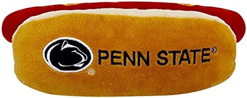 NCAA Penn State Nittany Lions HOT Dog Plush Dog & CAT Squeak Toy- Cutest HOT-Dog Snack Plush Toy for Dogs & Cats with Inner Squeaker & Beautiful Football/Basketball Team Name/Logo
