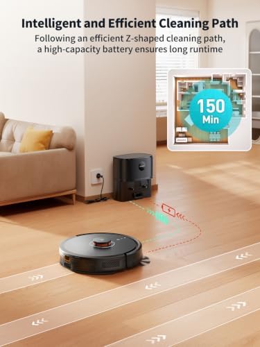 Robot Vacuum and Mop, Self-Emptying Robot Vacuum Cleaner with 8000Pa Suction, Laser Navigator with Smart Mapping Robotic Vacuums, 150Mins Runtime,Schedule,App Alexa Control for Carpet/Pet Hair,Q10 pro