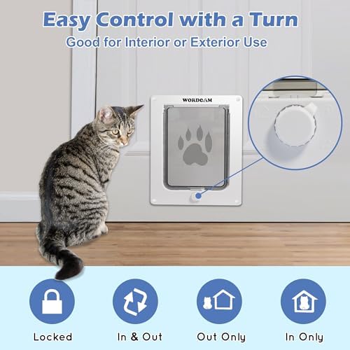 Wordcam X-Large Robust Cat Door for Interior/Exterior, Up to 25 lbs, White