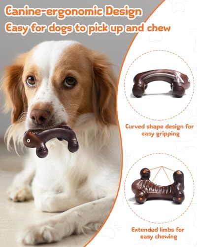 Dog Toys for Aggressive Chewers Large Medium Breed Dogs, Interactive Treat Fillable Enrichment Chew Toy, Indestructible Long Lasting Nylon Teething Bones