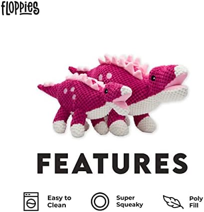 fabdog Floppies Plush Dog Toy - Cute & Durable Squeaky Dog Toys - Best Squeak Toy for Puppies and All Breeds | Ideal Pet Gift| Small Stegosaurus