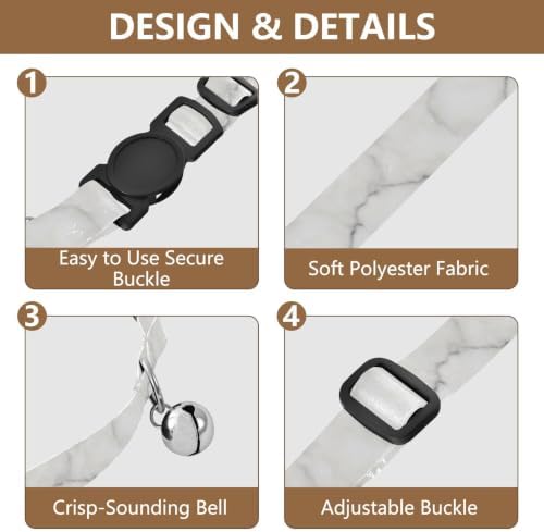 Marble Small Dog Collar 2 Pack Pet Collars for Cats Adjustable Length 10.6" to 17.1"