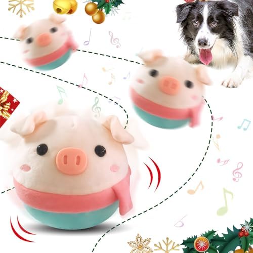 Active Moving Pet Plush Toy, Upgrade Interactive Dog Toys Talking Moving Dog Ball Toy Washable Cartoon Pig Plush Sound Electronic Herding Ball for Dogs Shake Bounce Boredom Talking Toys (Ping Pig)