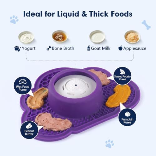 Anti-Slip Slow Feeder Dog Bowl and Lick Mat with Rolling Ball