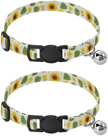 Sunflowers Pet Collars for Cats, 2 Pack Collar with Bell for Dog Puppy