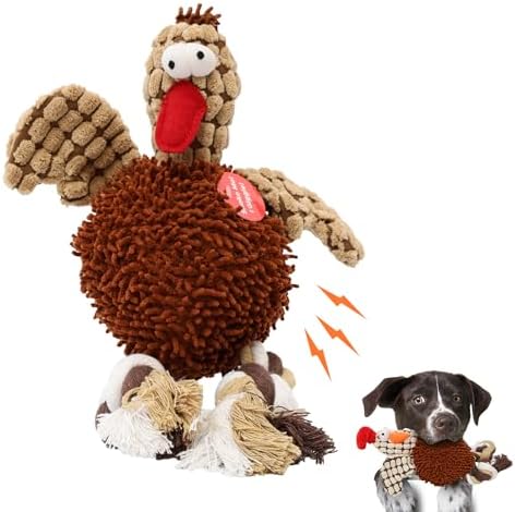 SPOT Gigglers Chicken Dog Toy with Giggle Sound, Textured Plush Tug Toy with Rope Legs, 12" for Small and Medium Dog Breeds