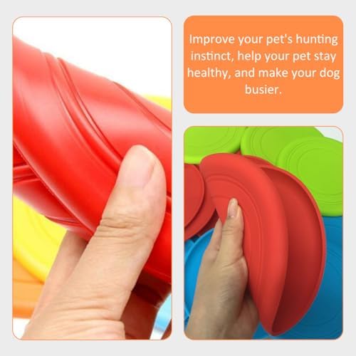 SHINEOFI 5pcs Dog Flying Disc for Puppies, Sturdy Floating Chewable Interactive Throwing Plates for Outdoor Training and Play, Set (Blue, Red, Purple, Green, Pink)