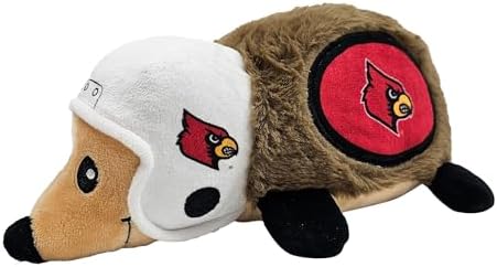NCAA Louisville Cardinals Plush Hedgehog Toy for Dogs & Cats, Cool Soft Pet Toy for Fun and Interactive Play, Dog Chew Toy with Squeaker, Licensed Hot Pet Toy