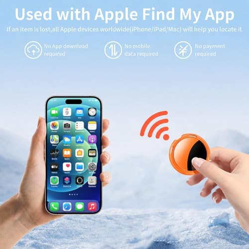 2 Pack Tracker Tags Finder Apple Find My MFi Certified Waterproof iOS Only | Bluetooth Air Smart Tags Item Finder Locator Worldwide Tracking for Key Pets Wallet Backpack Dogs Luggage Replaceable Battery