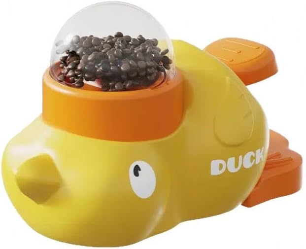 Little Yellow Duck Food-Dispensing Freeze-Dried Launcher, a Self-Entertaining Toy for Cats and Dogs to Relieve Boredom and Dispense Treats (Yellow)
