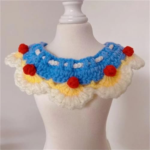 Pet Collars 10 Pcs Pet Floral Edge Knitted Bib Collar for Cats Dogs Cute Scarf Necklace