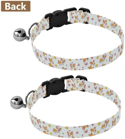 2 Pack Pet Collar Cute Cartoon Corgi Dog Kitten Bell Collar, Adjustable 10.6 to 17.1 Inches