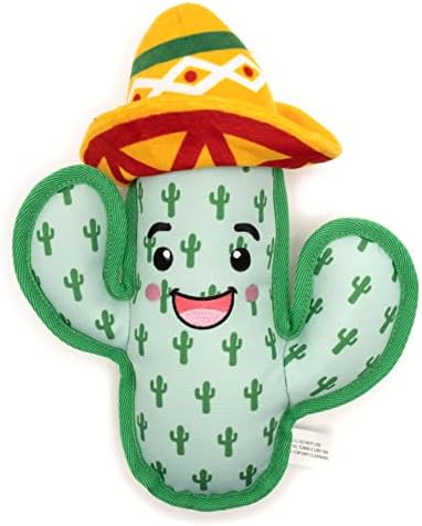 The Worthy Dog Icons Pattern Tough Plush Squeaky Dog Toy, Cactus