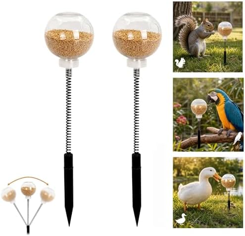 2 Pack Chicken Pecking Toys, Transparent Slow Feed Enrichment Toy, Chicken Swing Feeder with Spring & Ground Stake, Coop Accessories for Hens Poultry Duck Birds Parrots
