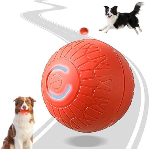 Interactive Duraspin Dog Ball, Self-Bouncing Vibrating & Auto-Rolling, Auto Stop Touch Start Jumping Ball Toy for Medium/Large Dogs (67mm, Orange)