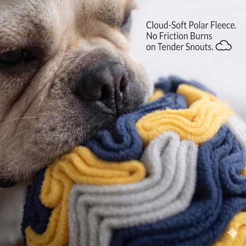 Snuffle Ball for Dogs - Soft Polar Fleece Interactive Puzzle Toy for Mental Stimulation & Boredom - Safe, Plastic-Free Foraging Game & Slow Feeder to Keep Pets Busy Indoors