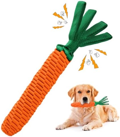 LIFILX Carrot Dog Rope Toy, Tug of War Dog Toy, Cute Puppy Toy with Crinkle Paper Tags