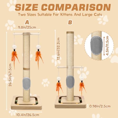 27” Small Cat Tree with 3-Tier Ball Track & Jute Scratching Post, Space-Saving Kitten Tower for Indoor Pets, Interactive Activity Center with Hanging Toys for Furniture Protection