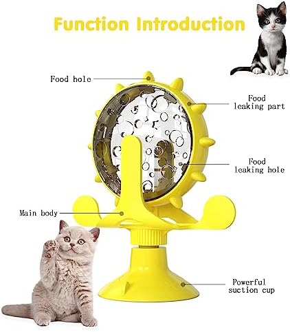 Cat Dog Treat Dispenser Toy - Cat Interactive Feeder (Yellow)