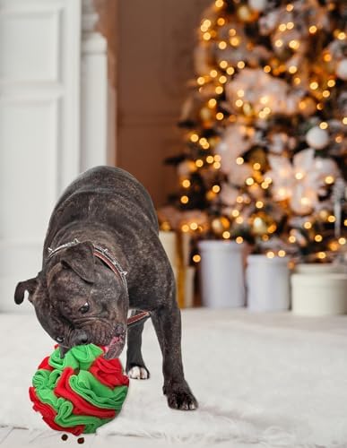 Glory To Dog Medium Breed Snuffle Puzzle Ball Toy Christmas Green/Red Large
