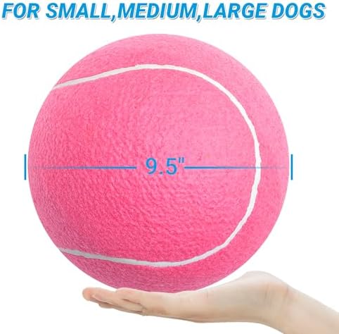 9.5" Large Dog Tennis Balls (2-Pack), Inflatable Toy with Pump