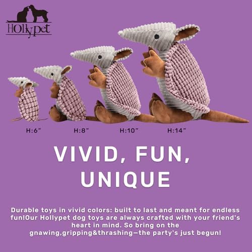 Hollypet Armadillo Squeaky Puppy Dog Toys for Small Medium Dogs, 6"