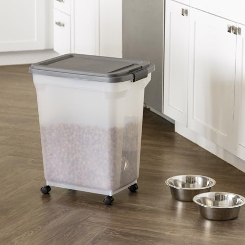 IRIS USA Dog Food Storage Container, Up to 40 lbs, Dark Gray, Made in USA