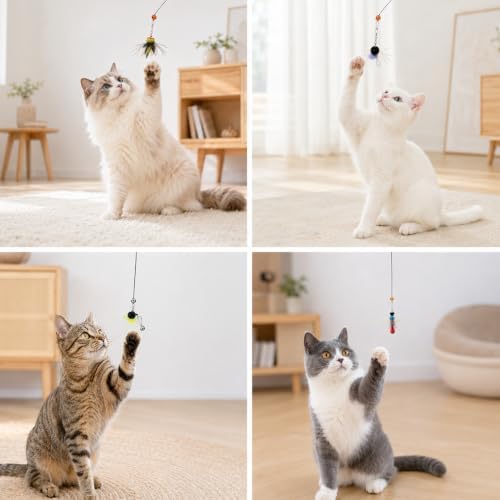 6 Pcs Cat Wand Attachments, Cute Simulation Insect Cat Wand Toys
