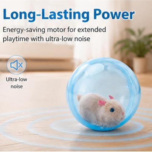 Self-Rolling Interactive Cat Ball, 360 Rolling Spin Moving Cat Ball, Auto Moving Pet Toy for Indoor Cats (Pink, Brown Rat)