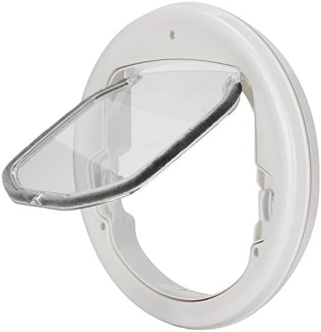 YOUTHINK Two Way in Out Pet Flap Door with Noise Reducing Fluff Design and Magnet Self Closing for Pets, White Plastic Round Door 11.4x11.4 inch