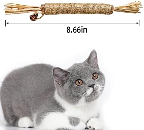 4 Pack Natural Silvervine Sticks for Cats - Chew Toys for Kittens Teeth Cleaning, Catnip Toy, Teething Stick - Interactive Kitten Toys for Indoor Cats Dental Care