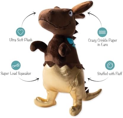 Fringe Studio Plush Dog Toy, Choc-A-Saurus Rex, Pet Shop Collection (314128)