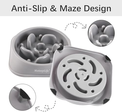 MateeyLife 1-Pack Slow Feeder Dog Bowls, 2 Cups, Dog Puzzle Feeder Bowl