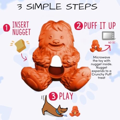 Yeti Puff & Play Interactive Dog Toy, Nugget Treat Dispenser, Orange Yeti