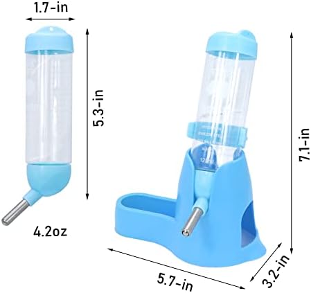 Wontee 3 in 1 Hamster Water Bottle with Food Bowl Hideout Base, 125ML, Blue