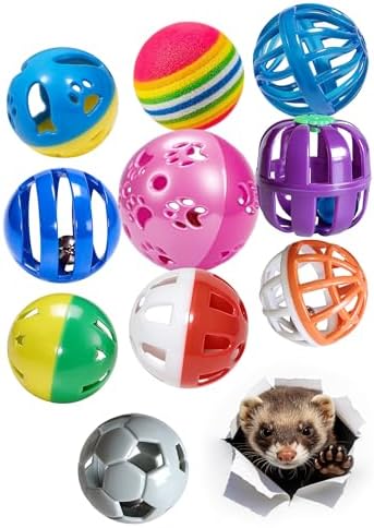 10 Pack Jingle Bell Toy Balls for Ferrets Hollow Play Toys