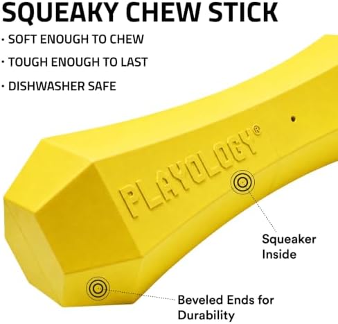 Playology Squeaky Chew Stick - Scented Dog Toy - Medium, Chicken Scent
