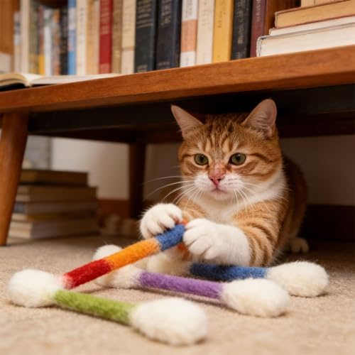 Cotton Swab Cat Toy with Catnip - 6 PCS Cat Qtip Toy - Cat Chew Toys for Indoor Cats - Giant Kitten Chew Sticks (Multicolor)