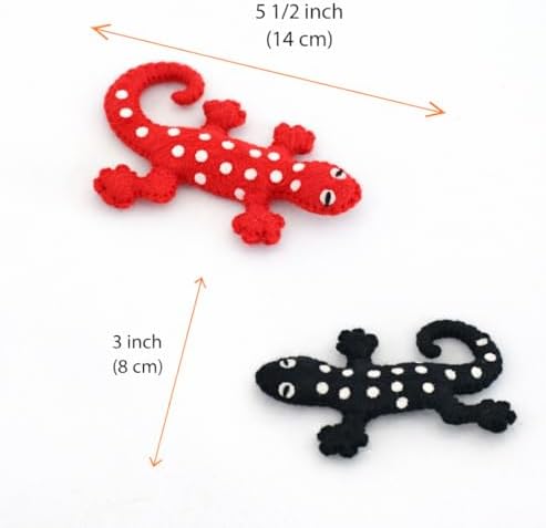 Glaciart One Felt Lizard Cat Toy – 2 Pcs | Soft Fuzzy Enrichment 100% Natural Wool - Interactive Catnip Play Cat Toy Set - Safe for Pets, Non-AZO Colored Dyes