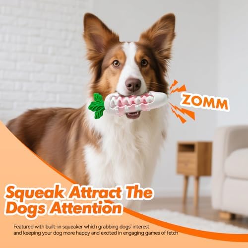 Durable Puppy Teething Toy, Squeaky Carrot Dog Toy