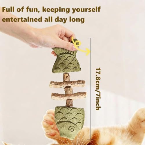 2026 New Creative Fish Bone Cat Dental Chew Toy, Natural Fishbone Catnip & Silvervine Chew Toy, Interactive Kitten Chew Playthings for Cats Teeth Cleaning (Mixed Flavors, 3Pcs)