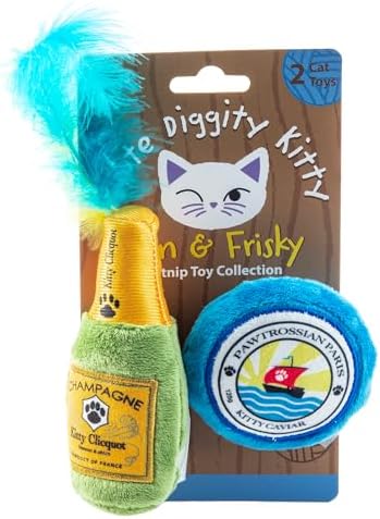 Haute Diggity Kitty Clicquot Bottle + Caviar Set, Soft Plush Cat Toys