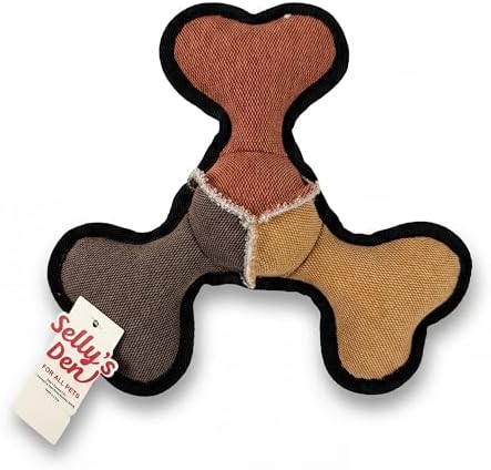 Selly's Den Durable Dog Toy with Squeaker, 3 Layer Tough Fabric Chew Toy, Reinforced Interactive Fetch Toy, 9.5 Inches